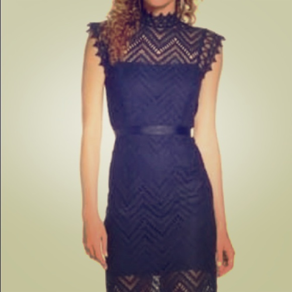 Bardot Lace Dress - Navy
